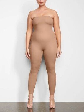 Skims All in One Strapless Onesie Jumpsuit Sienna Tan Neutral Size Large